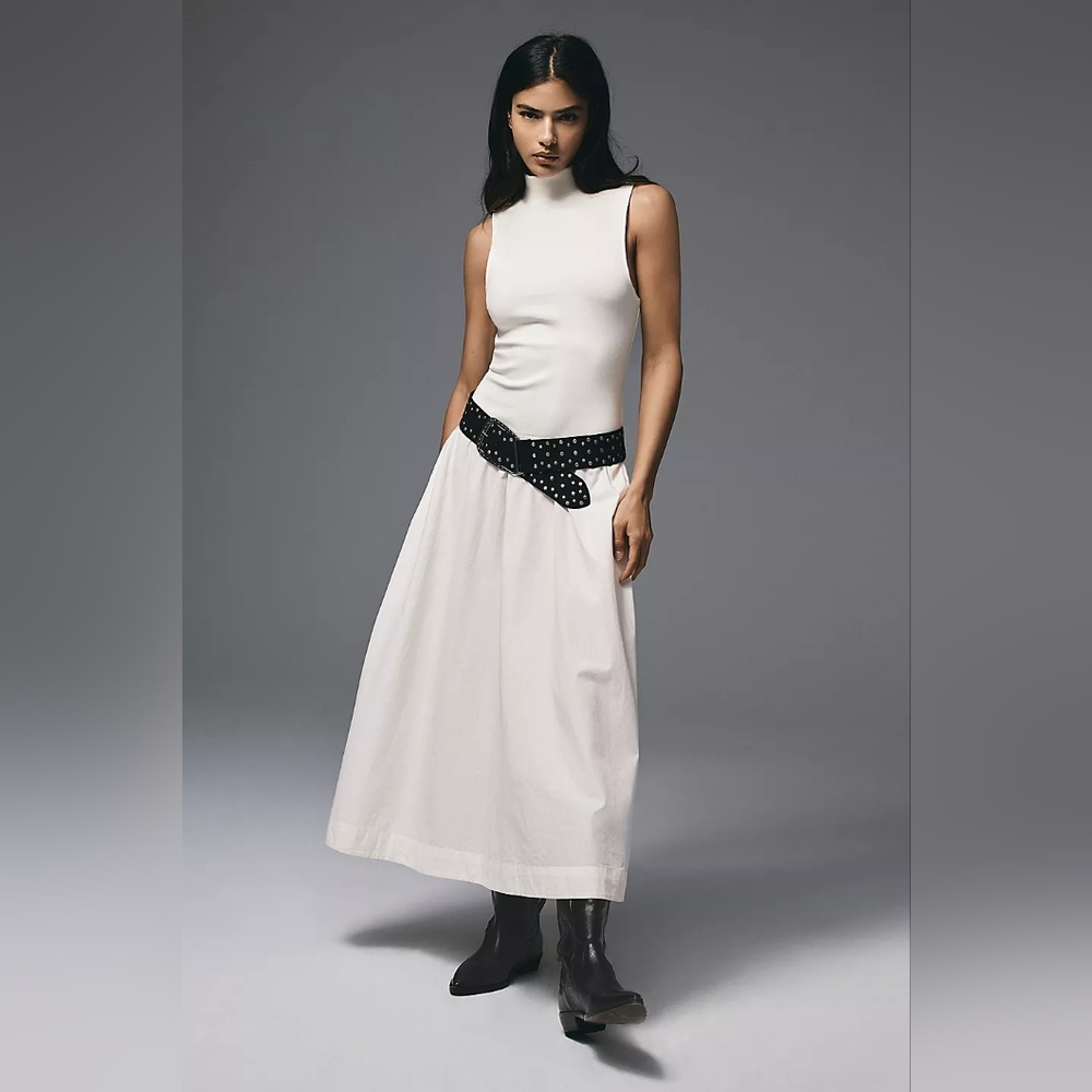 Free People  Free-est Mock Neck Pepita Midi Dress size Small